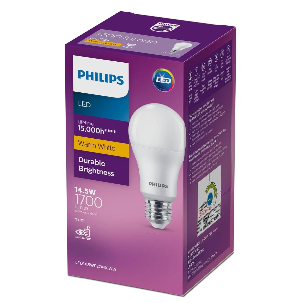 Philips A60 E27 LED Globe 14.5W 1700lm Warm White Megabright 929003616267