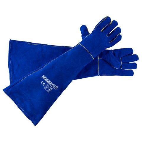Bossweld Extra Long Blue Leather Welding Gloves