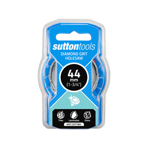 Sutton Tools 44mm Diamond Grit Holesaw, Steel, for Glass, Tile and Marble