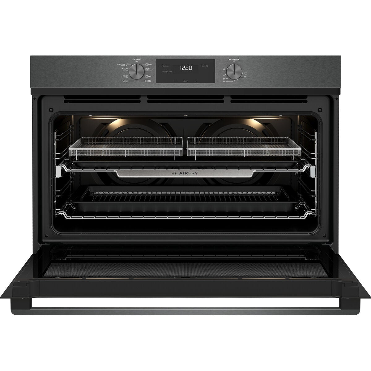 Westinghouse 90cm multi-function oven with AirFry - 125L gross, twin fan, dark stainless steel - WVE9516DD