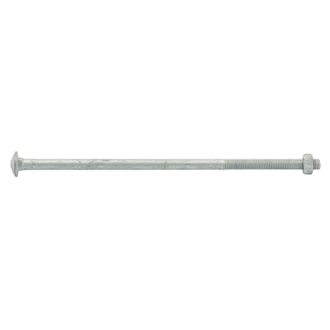 Zenith M10 x 260mm Hot Dipped Galvanised Cup Head Bolt and Nut - 4.6 Grade Steel, Each