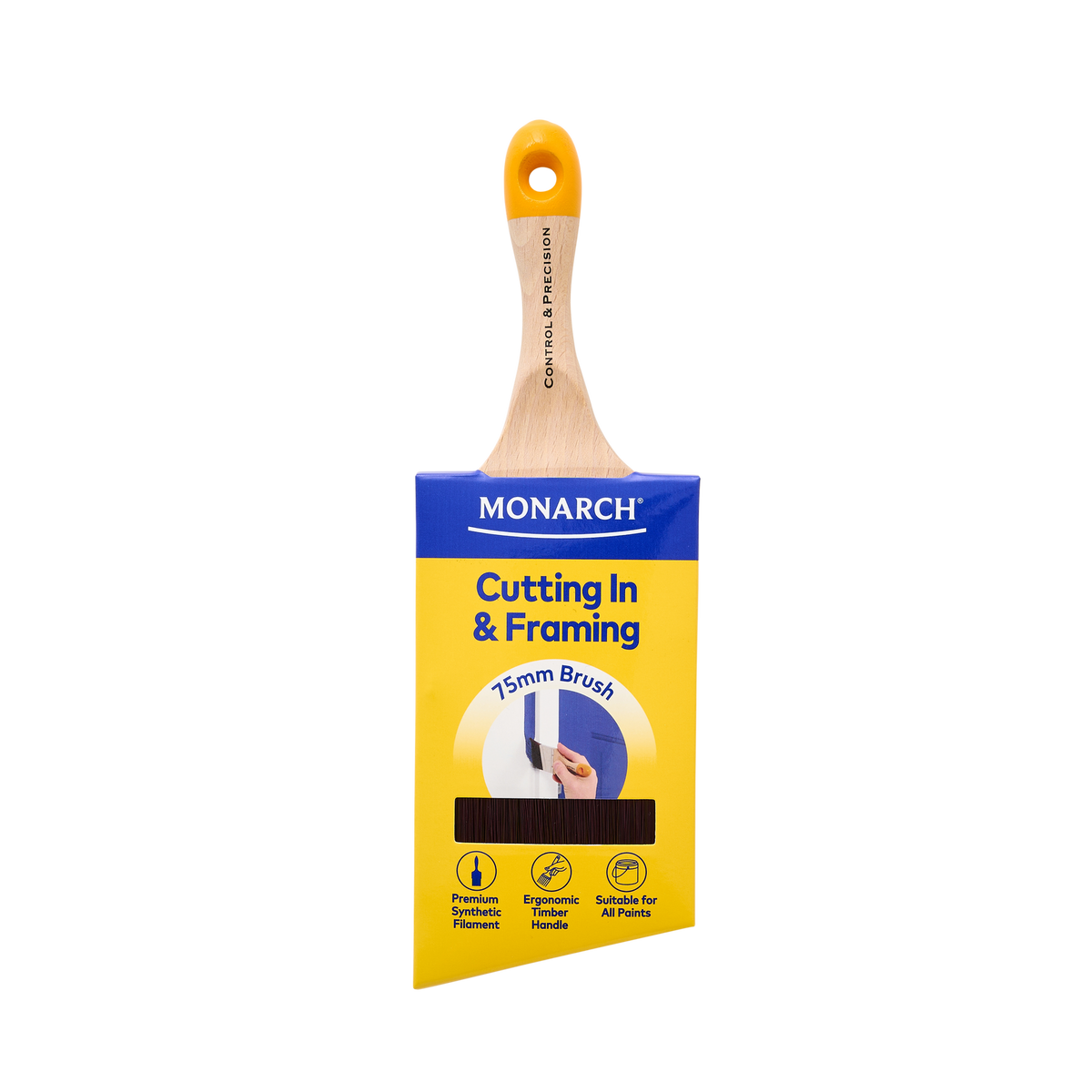 Monarch 75mm Cutting In & Framing Synthetic Paint Brush Stainless Steel Ferrule