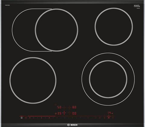 Bosch 60cm Series 8 Ceramic Cooktop - Black, 4 Zones, DirectSelect Premium, Dual-Ring Zones - PKN675DB1A
