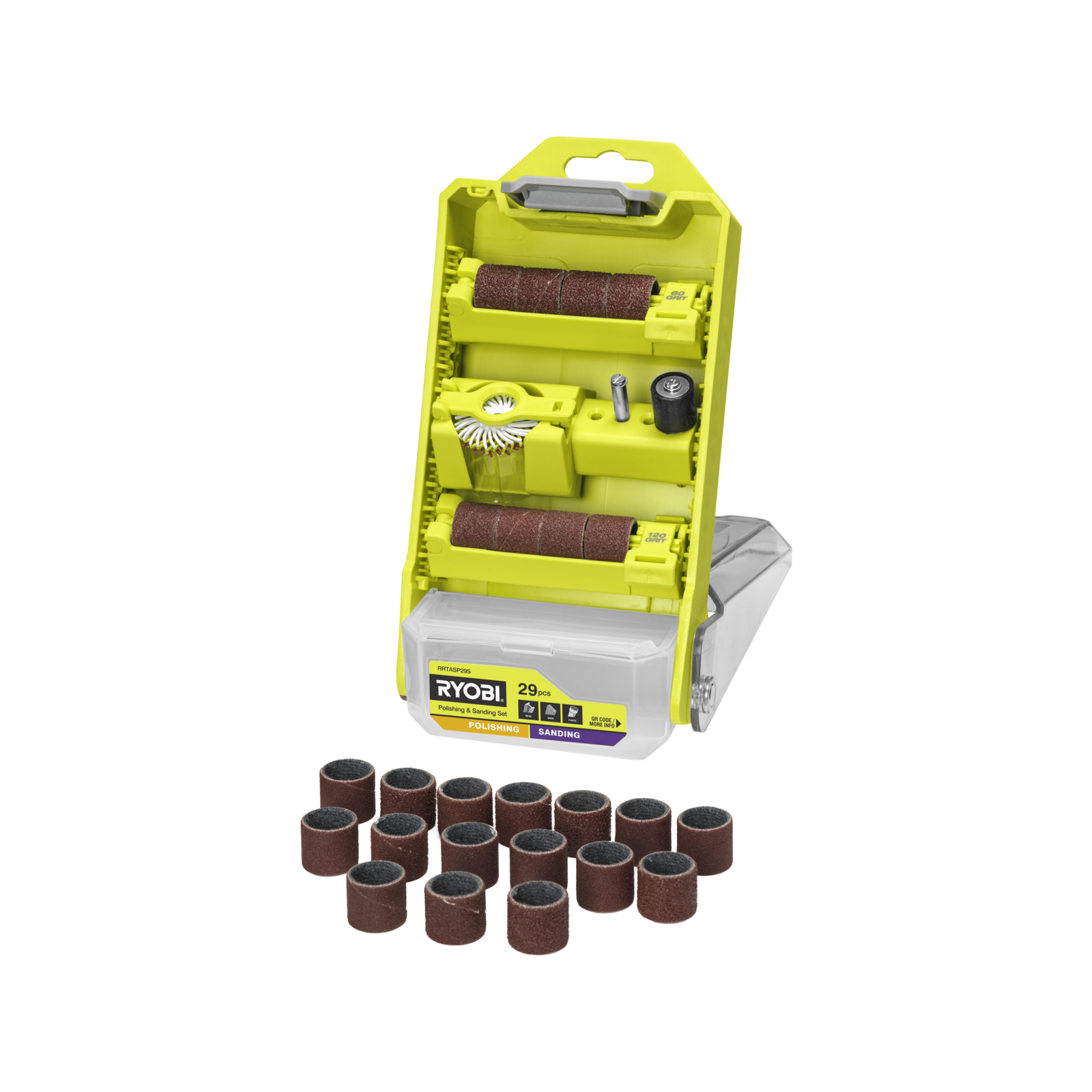 Ryobi Polishing and Sanding Set - 29 Piece (60, 120, 240 Grit Bands and Discs)
