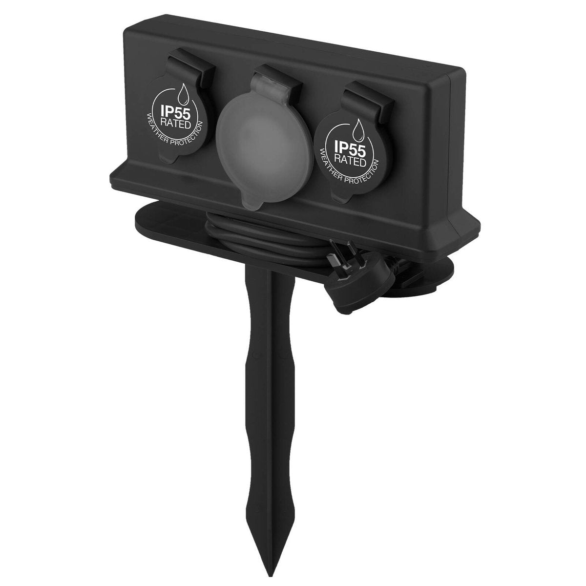Arlec 4 Outlet Outdoor Powerboard with Timer and Removable Garden Stake, Dark Grey PB34BT-G