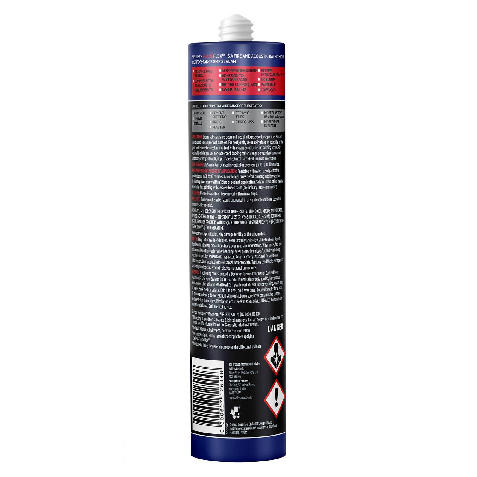 Selleys Flame Flex Fire & Acoustic Sealant 435g Grey - Sandable Silyl Modified Polymer