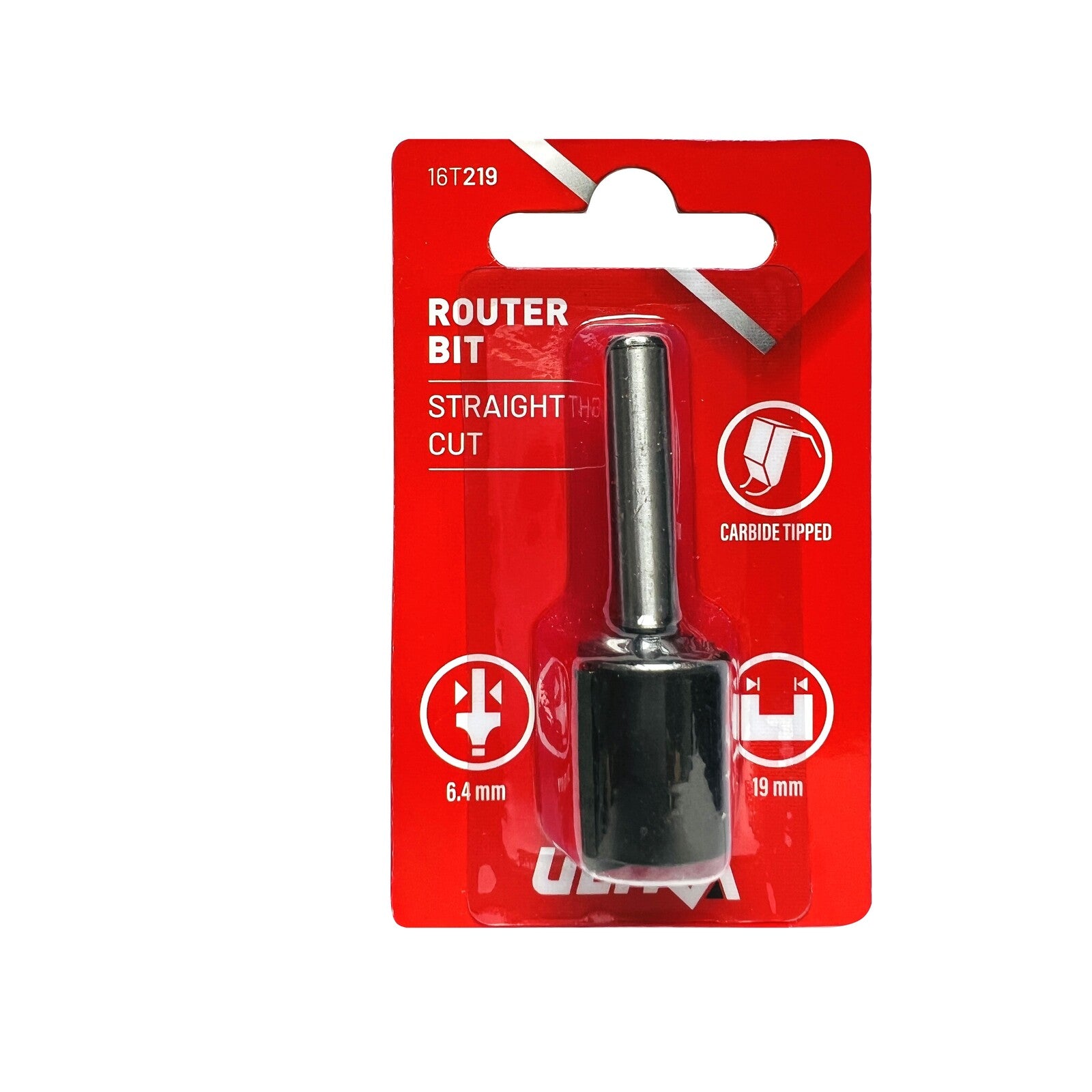 Ultra 6.4 x 19mm Straight Router Bit - Tungsten Carbide Tipped, 1/4" Shaft