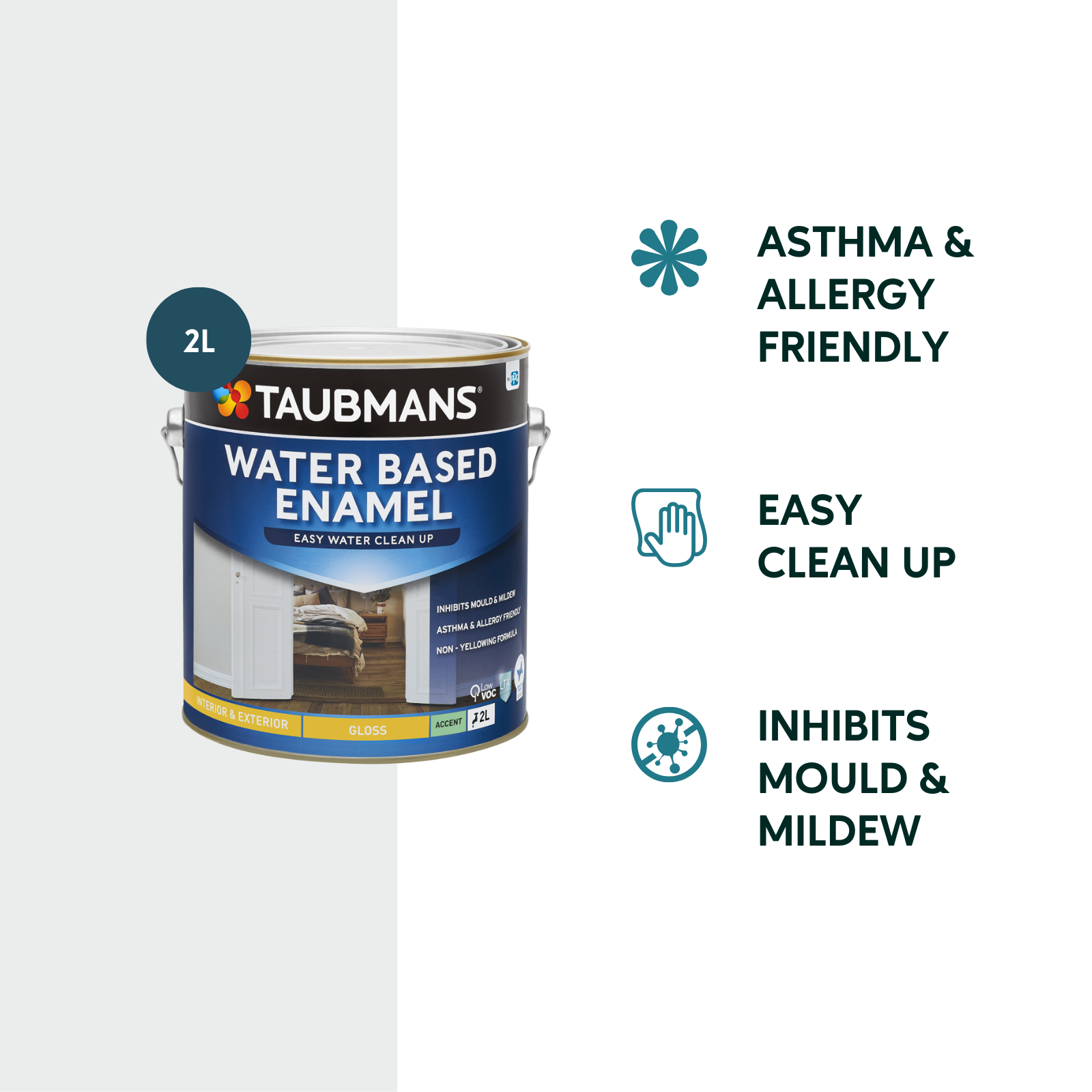 Taubmans 2L Accent Gloss Water Based Enamel Paint