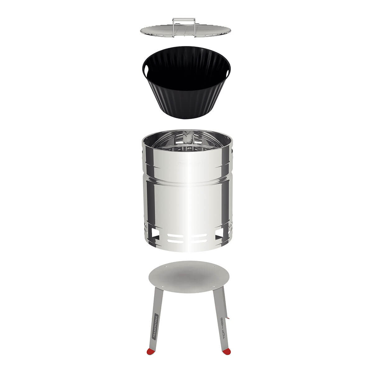 Tramontina Churrasco Freestanding Charcoal BBQ - Stainless Steel Body - Beer Barrel Shape - 26500006