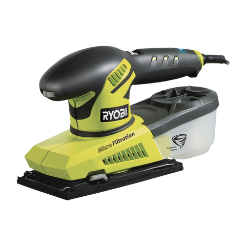 Ryobi 280W 1/3 Sheet Sander, Variable Speed, 12000RPM, Dust Box, Softgrip RSS280T-S
