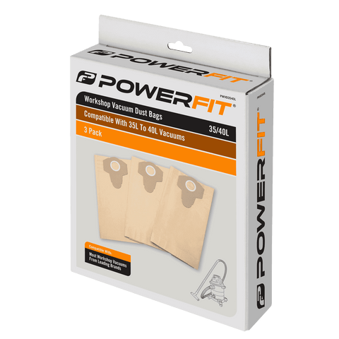Powerfit Workshop Vacuum 35-40L Dust Bags, 3 Pack