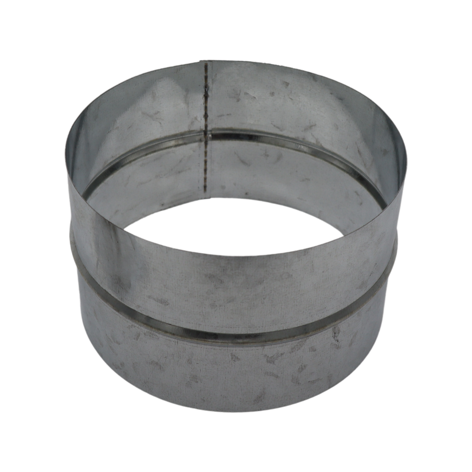 Pacific Air 100mm Round Duct Connector - Galvanised Steel, Grey