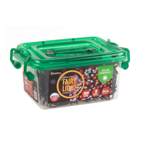 Lytworx Solar Red and White 350 LED Fairy Lights Outdoor 8 Functions 70671