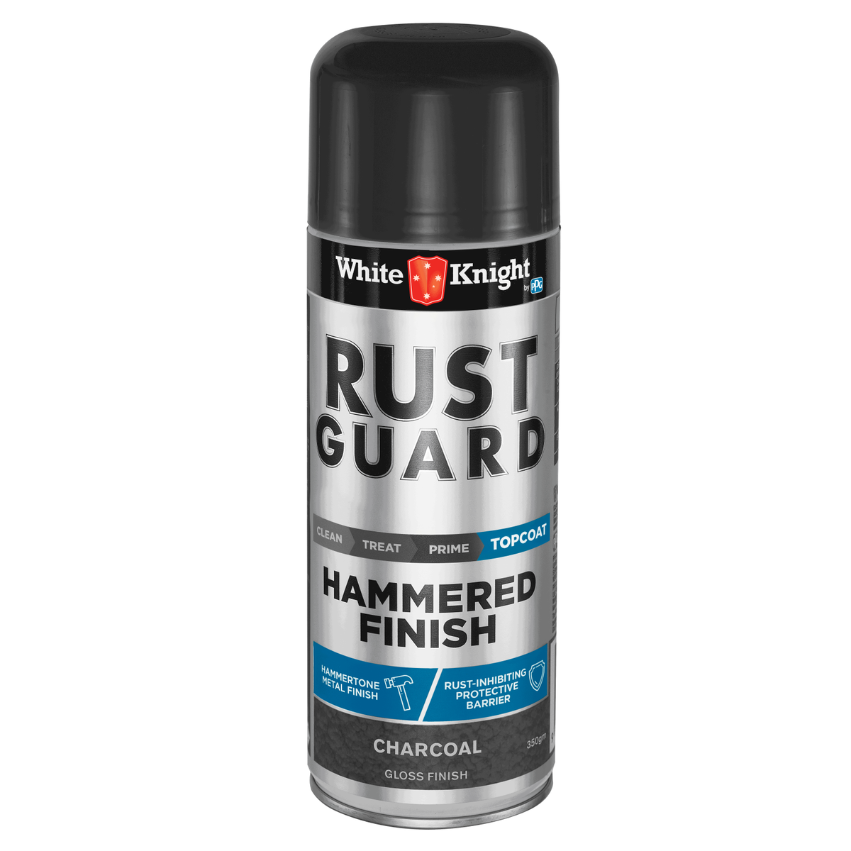 White Knight Rust Guard 350g Charcoal Hammered Finish Spray Paint Gloss