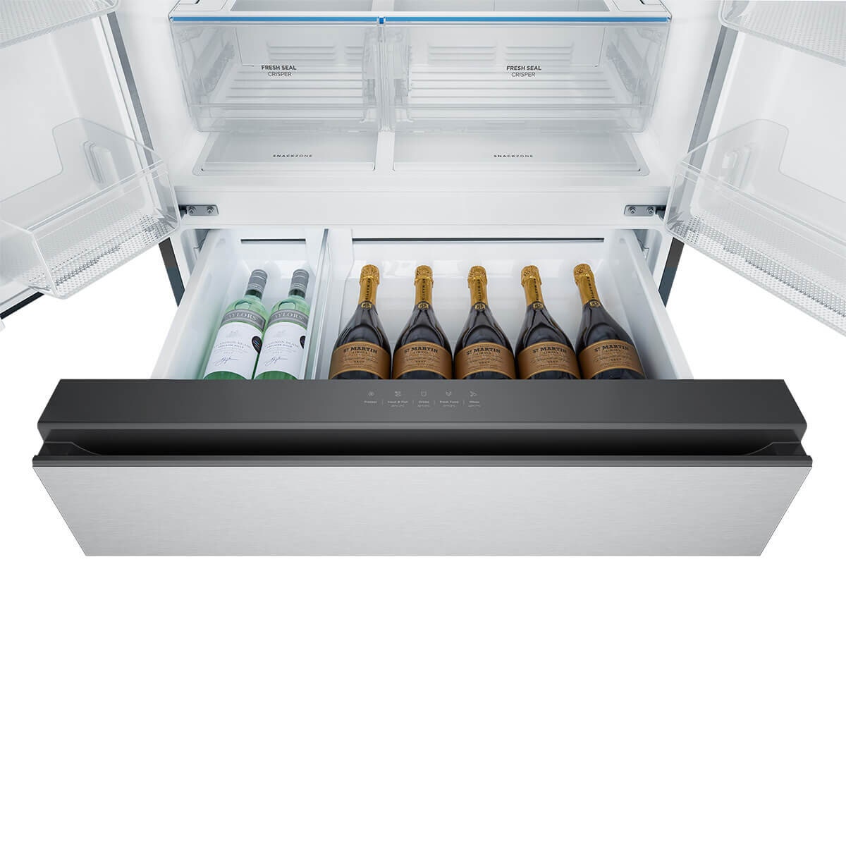 Westinghouse French Door Fridge - Stainless Steel, SnackZone, Hidden Water Dispenser, Icemaker - WHE6351SA