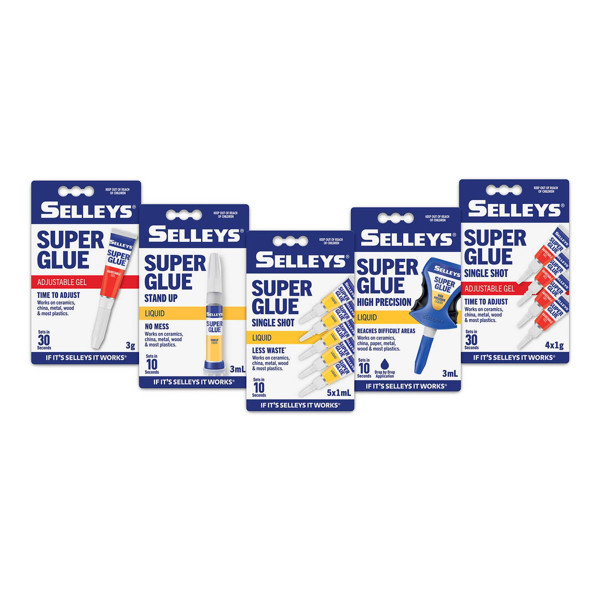 Selleys 3g Super Glue Adjustable Gel, Dries Clear, Bonds Ceramic Metal Wood & Plastics