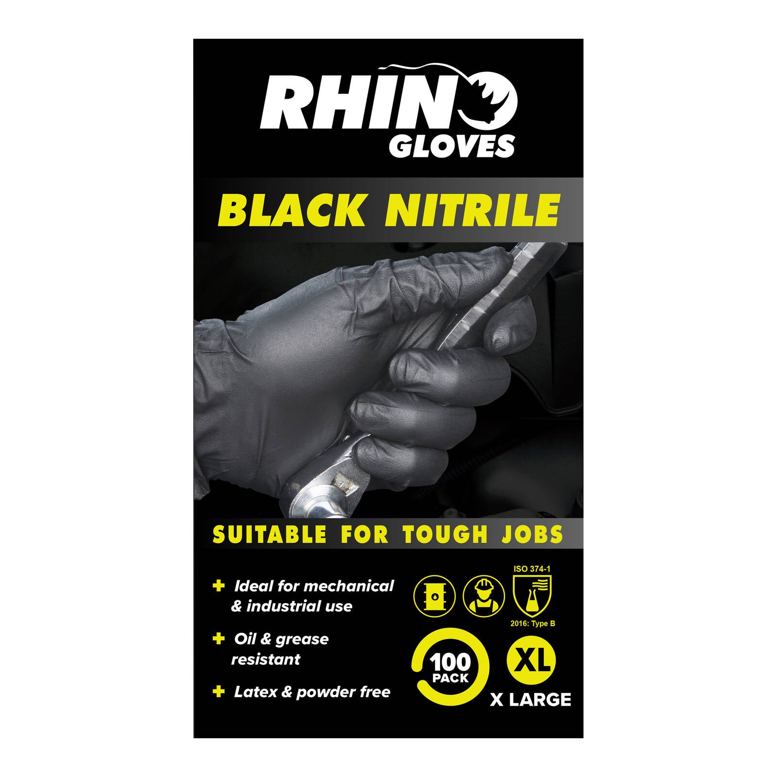 Rhino Gloves Extra Large Nitrile Disposable Gloves 100 Pack