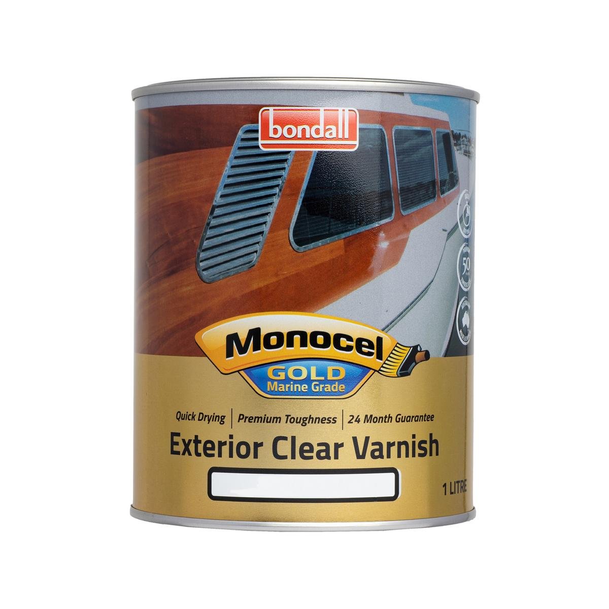 Bondall 1L Monocel Gold Marine Clear Timber Varnish Polyurethane Satin