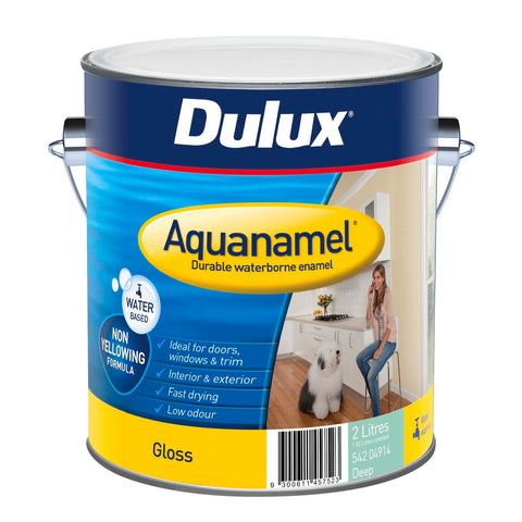 Dulux Aquanamel Gloss Enamel Paint 2L Deep Base Water-Based Acrylic