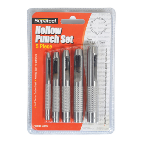 Supatool 5 Piece Carbon Steel Hollow Punch Set 3mm-10mm