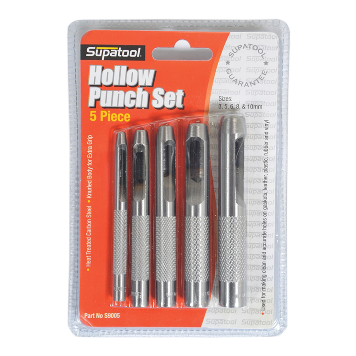 Supatool 5 Piece Carbon Steel Hollow Punch Set 3mm-10mm