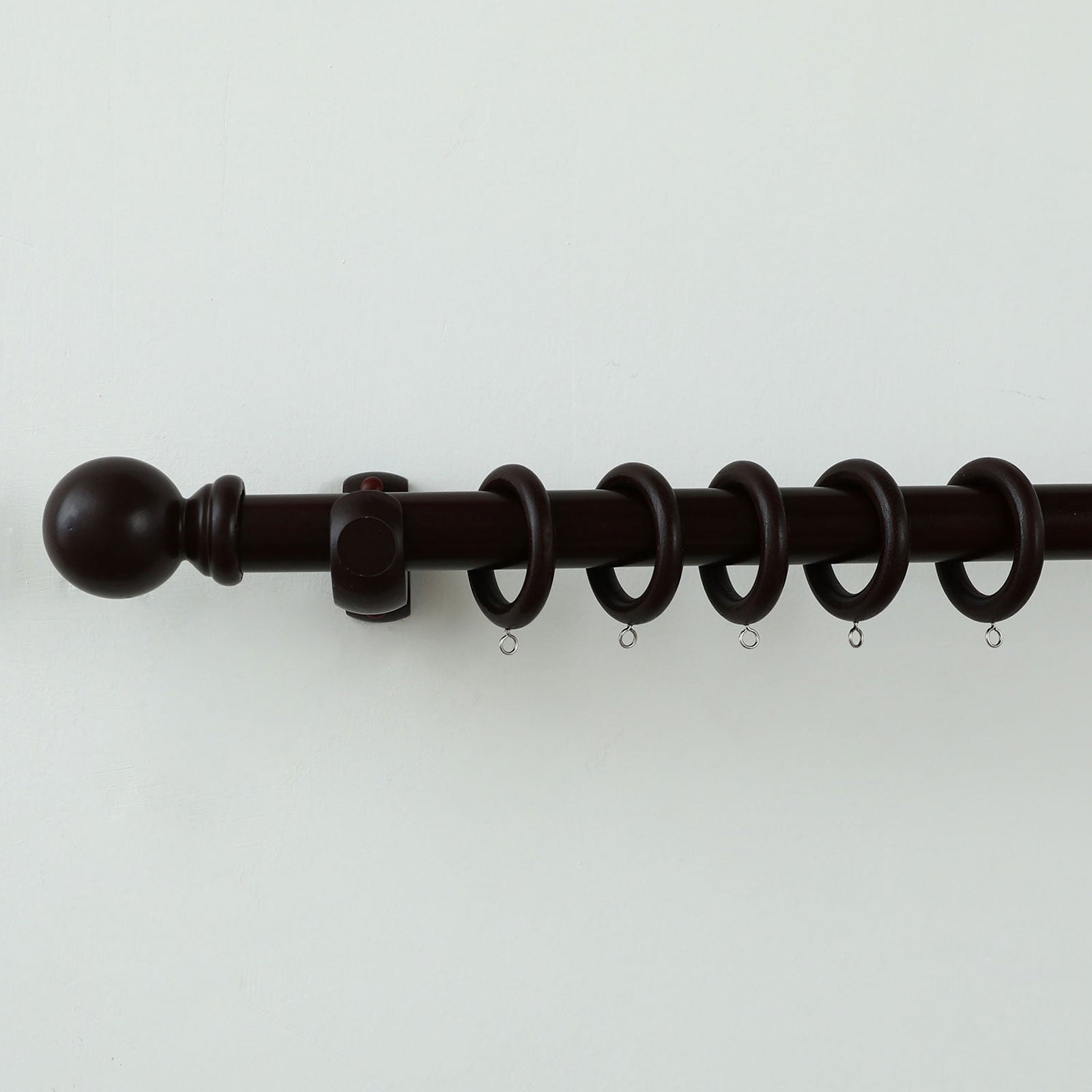 Windoware Walnut Timber Curtain Wood Pole Rings - 5 Pack