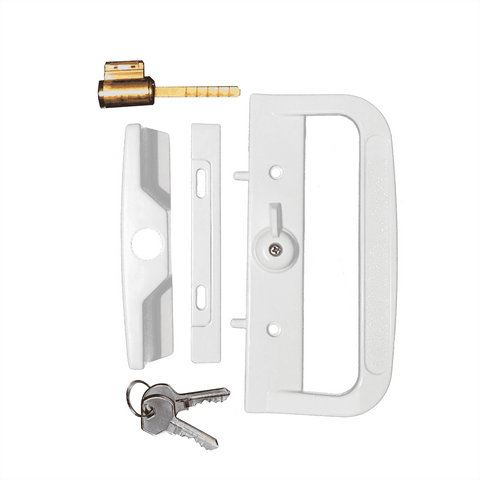 Rolltrak White Sliding Patio Door Keyed Lock Set, Powder Coated Alloy