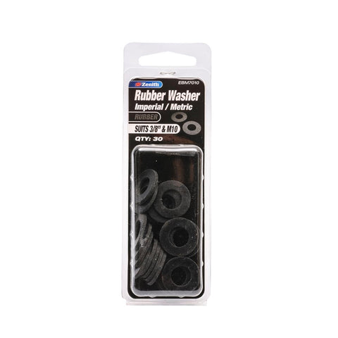 Zenith Rubber Washer 3/8 & M10 30 Pack Durable Fluid Resistant - SuperSaverAU - view 1