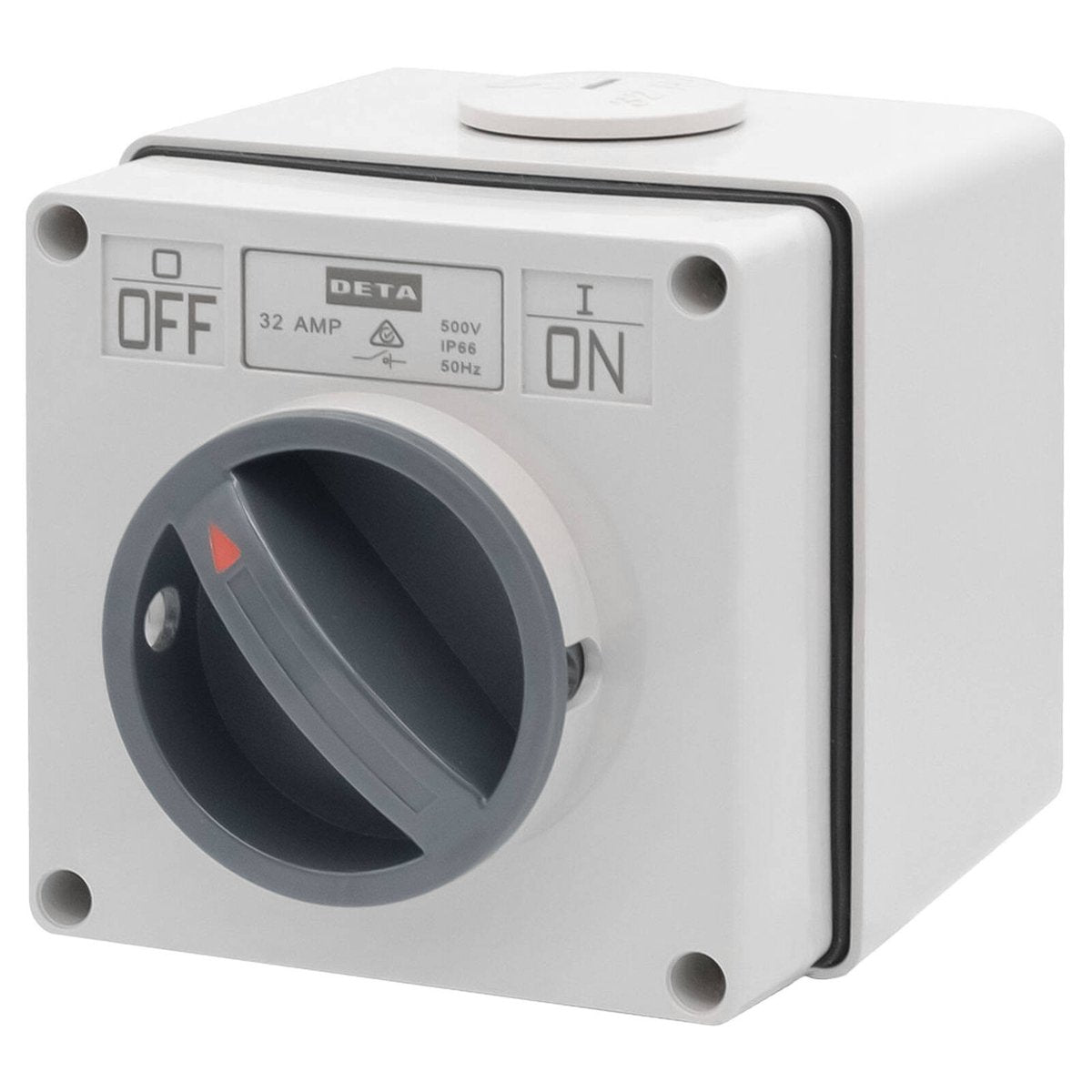 Deta IP66 Weatherproof 2 Pole 32A Isolator Switch, Grey