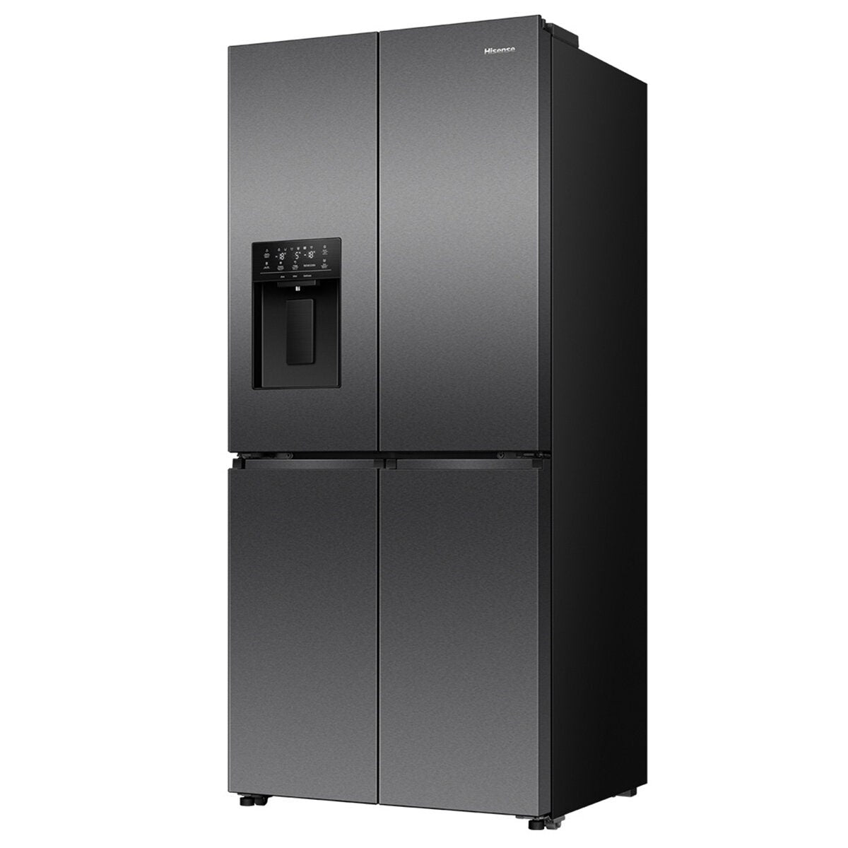 Hisense 483L French Door Fridge - Dark Stainless Steel - Non-Plumbed Ice and Water Dispenser - HRCD483TBW