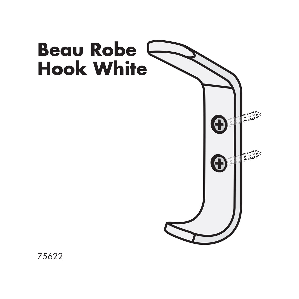Adoored Double White Beau Deco Hook 100mm Aluminium