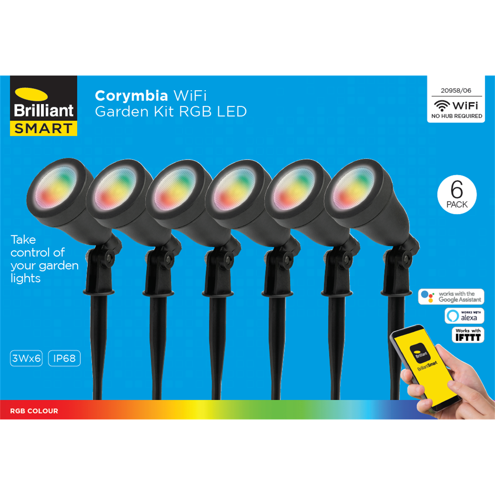 Brilliant Corymbia Smart Spot/Pond LED Garden Light Kit 6 Pack 20958/06