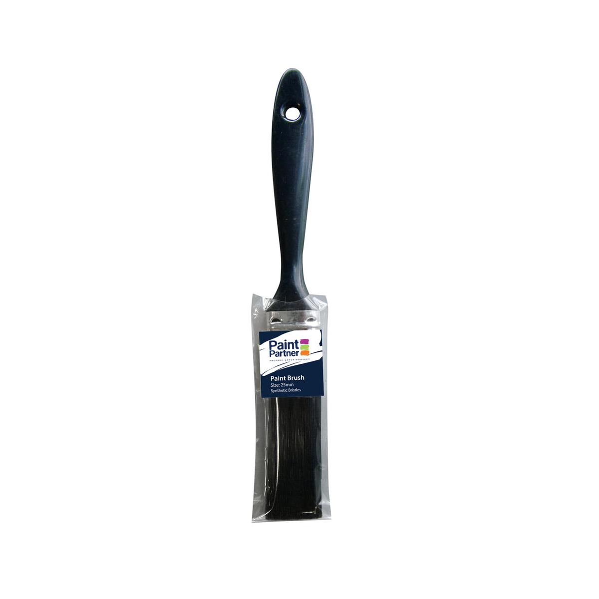 Paint Partner Synthetic Flat Paint Brush 25mm - Tin Ferrule, Plastic Handle