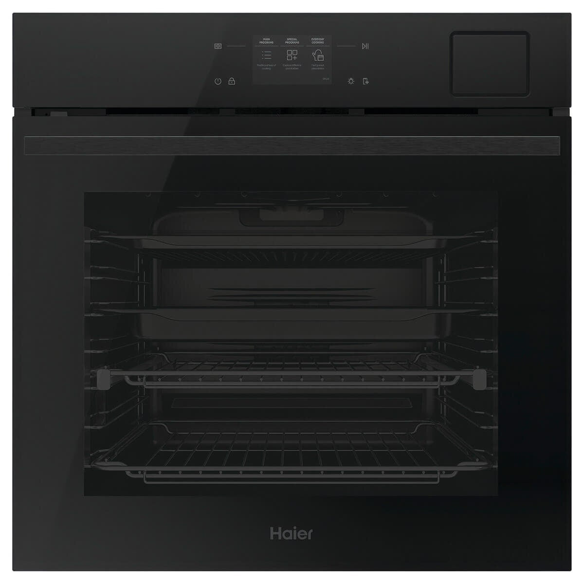 Haier 60cm 600 Series Built-In Oven - 78L, Air Fry, Steam Assist, Black Glass, 25 Functions - HWO60S25TTPB5