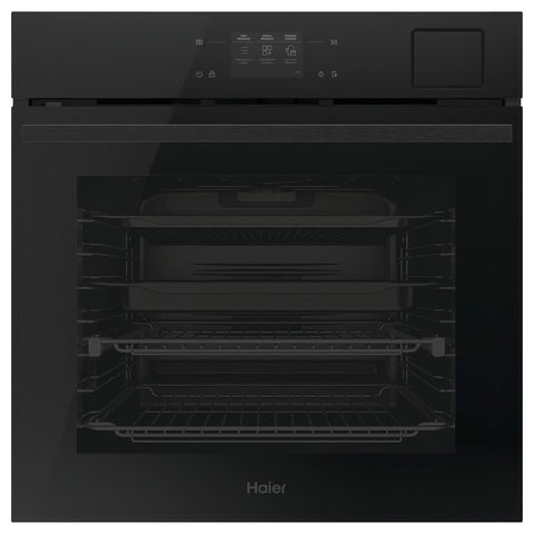 Haier 60cm 600 Series Built-In Oven - 78L, Air Fry, Steam Assist, Black Glass, 25 Functions - HWO60S25TTPB5