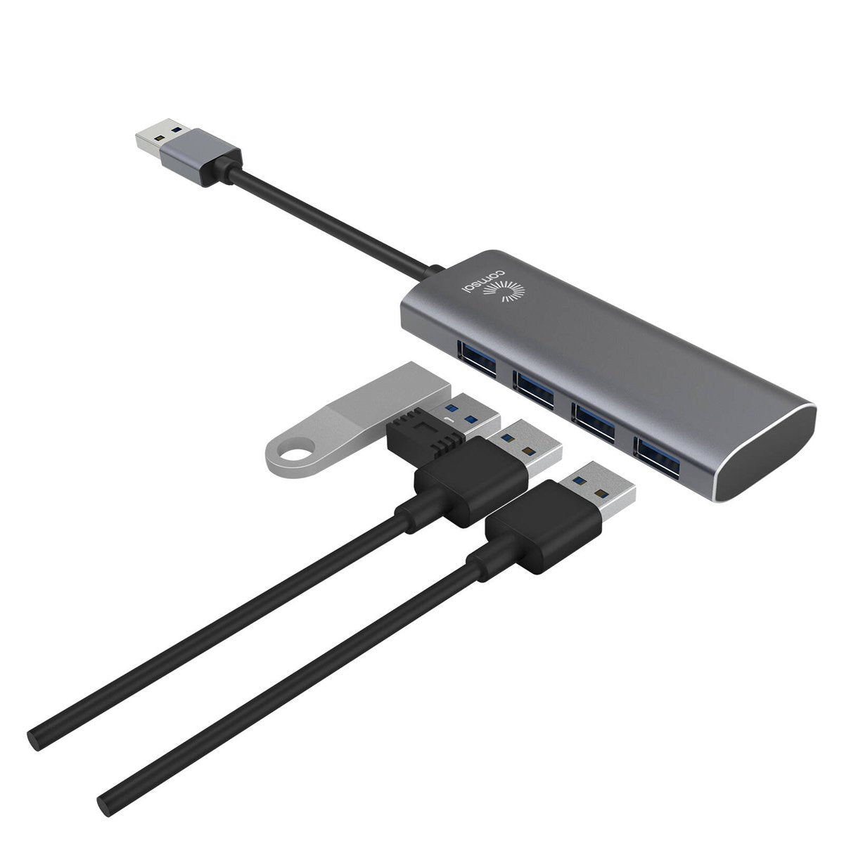 Comsol USB-A to 4 Port USB 3.0 Hub - 5Gbps Data Transfer - Aluminium Casing - SuperSaverAU - view 4