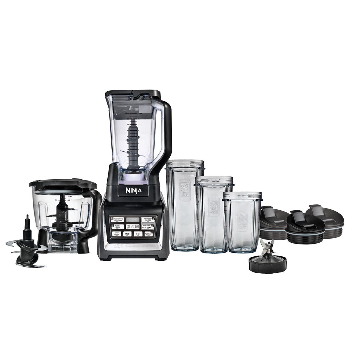 Ninja Blender System with Auto-iQ 1500W - 2.1L Pitcher and 1.8L Food Processor Bowl - Black - BL682