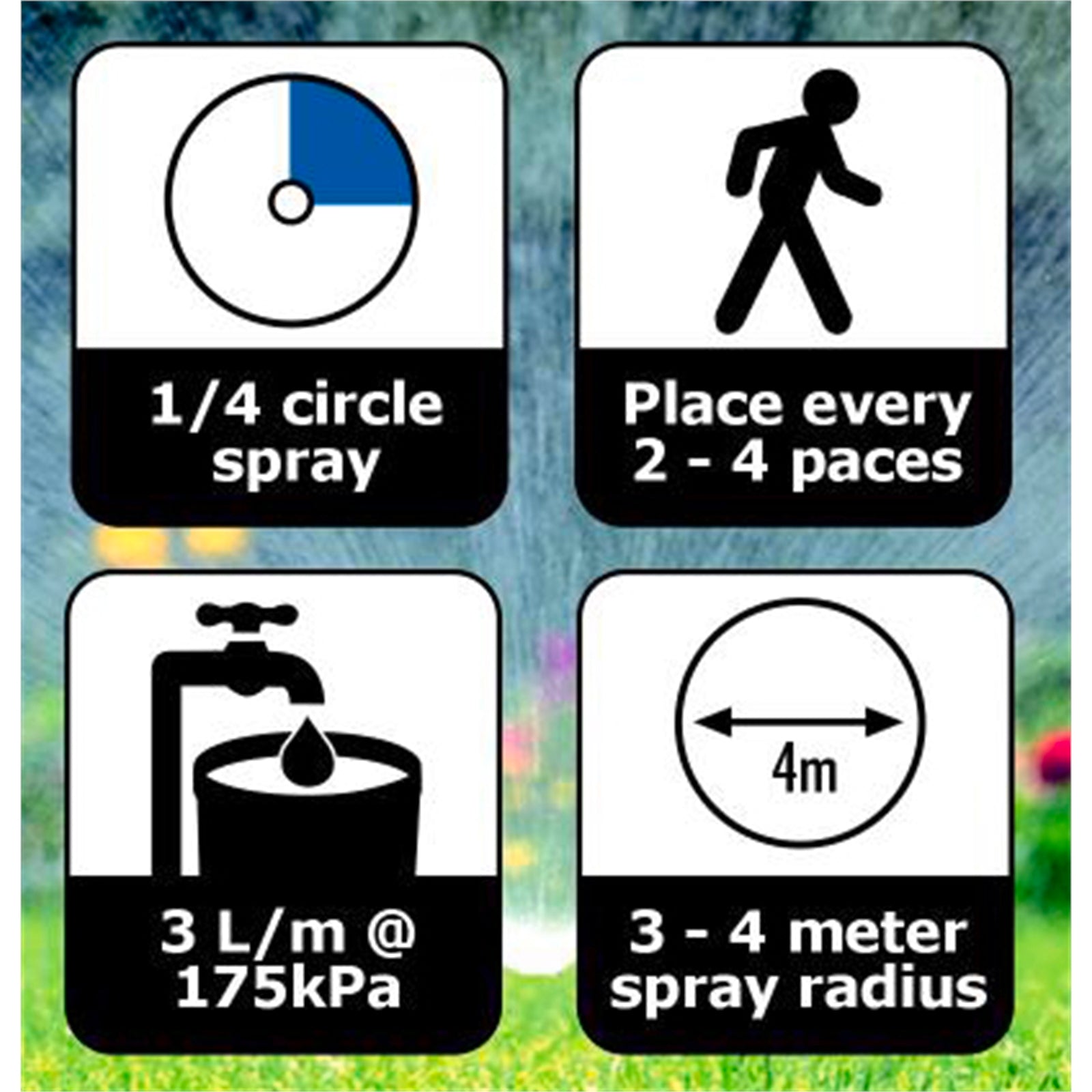 Pope 50mm 1/4 Circle Professional Pop-Up Sprinkler - Taupe ABS, 15mm BSP, 175kPa