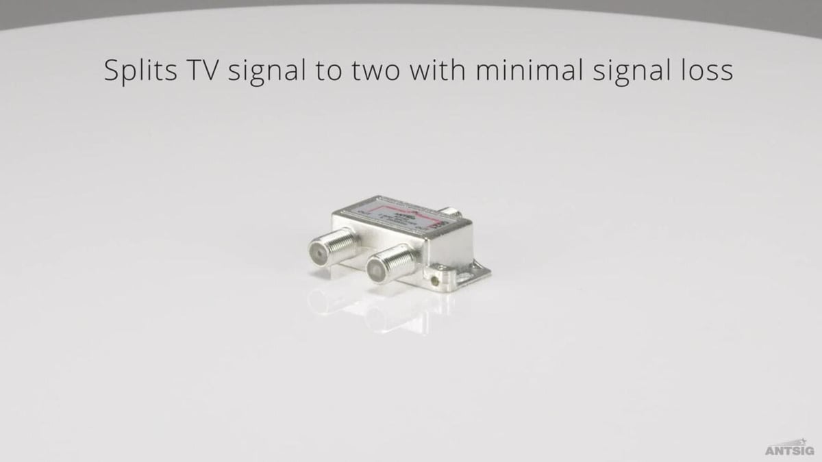Antsig 2 Way F-Connector Splitter - Zinc/Aluminium, Power Pass Indoor