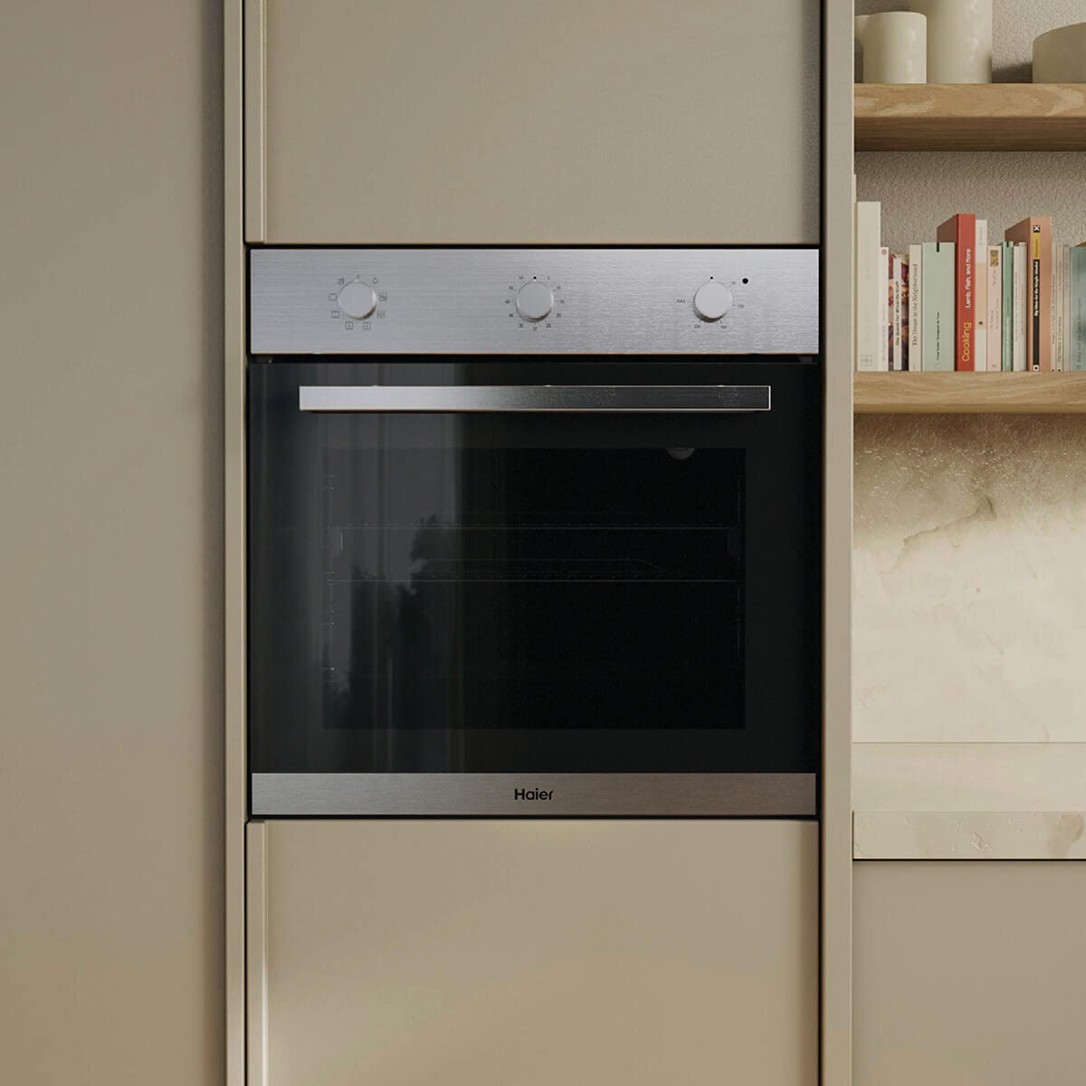 Haier 60cm Series 300 Electric Oven - 70L, 10A Plug-In, Stainless Steel Finish, Double Glazed - HWO60S7MX5