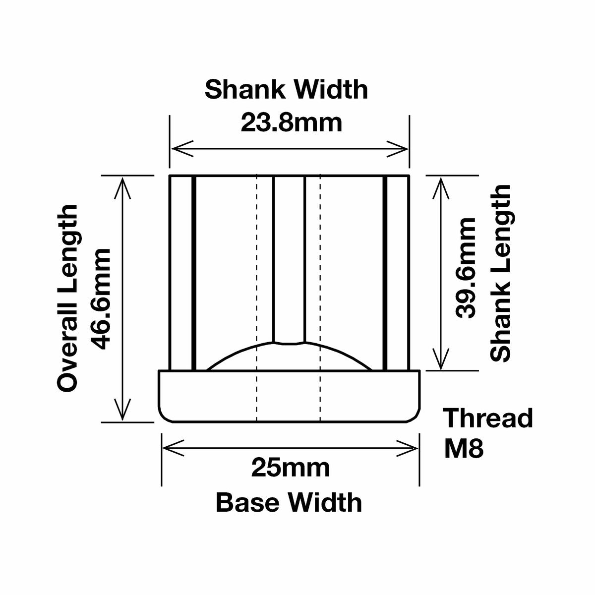 Richmond 25mm x M8 Zinc Plated Square Threaded Insert 2 Pack