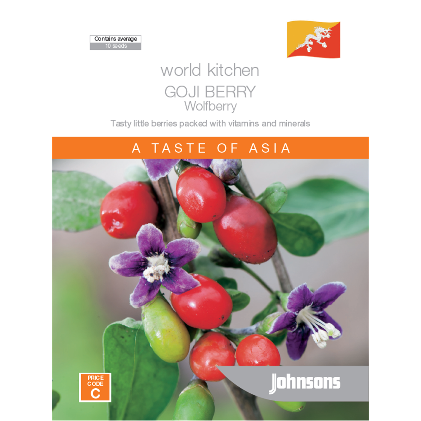Johnsons World Kitchen Goji Berry Wolfberry Vegetable Seeds, Perennial Shrub, Sun or Part Shade