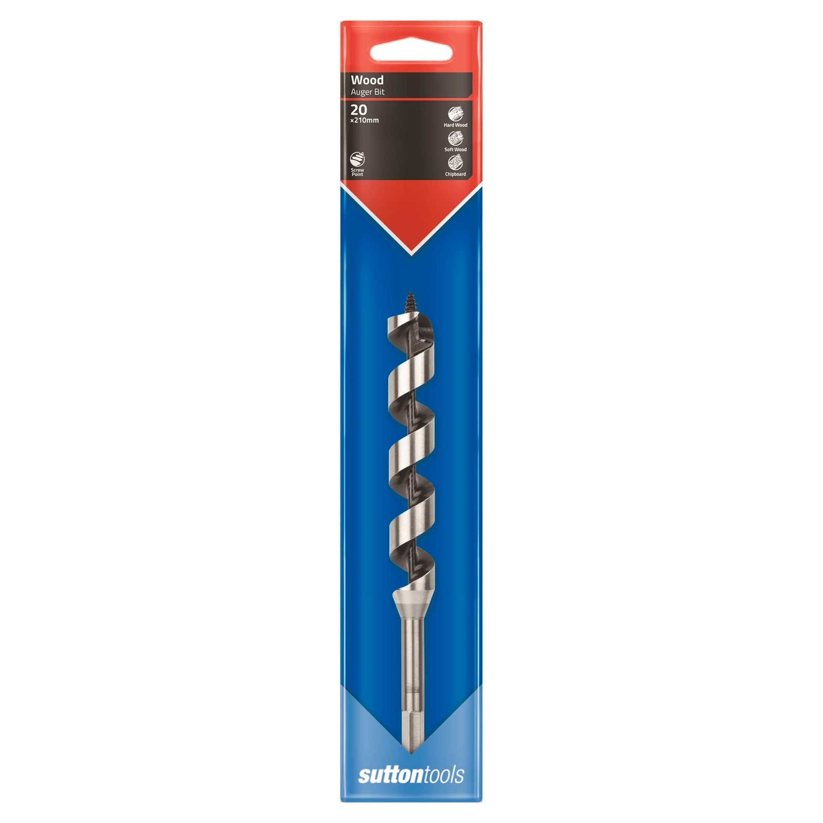 Sutton Tools 210 x 20mm Short Auger Bit Steel with Hex Shank for Timber