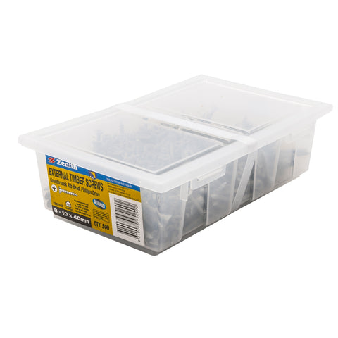 Zenith 8-10 x 40mm Galvanised Countersunk Rib Head Timber Screws - 500 Pack