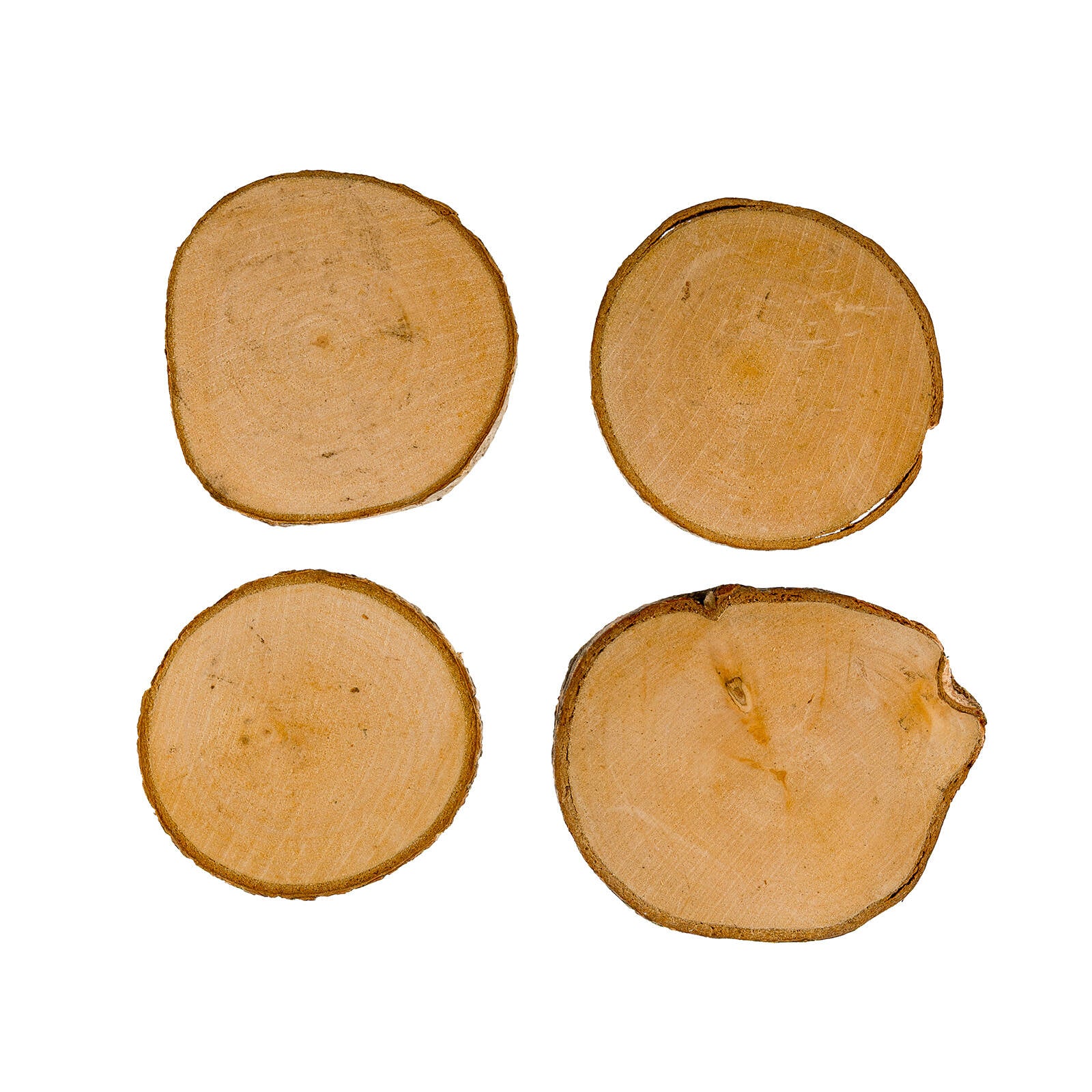 Crafted 8-9cm Round Natural Wood Craft Slices - 4 Pack