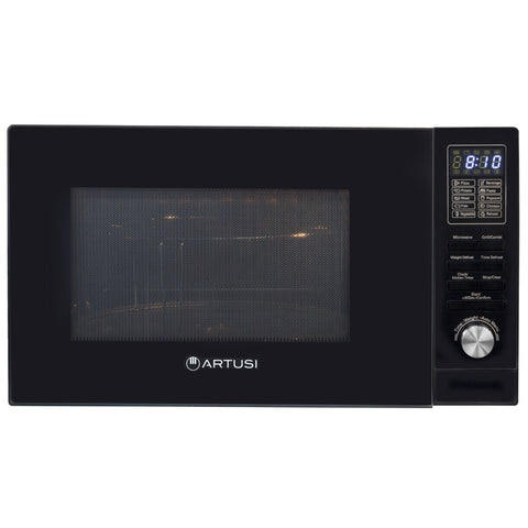 Artusi 25L Microwave Oven with Grill - 900W, Black Glass, 10 Auto Menus - AMG25B