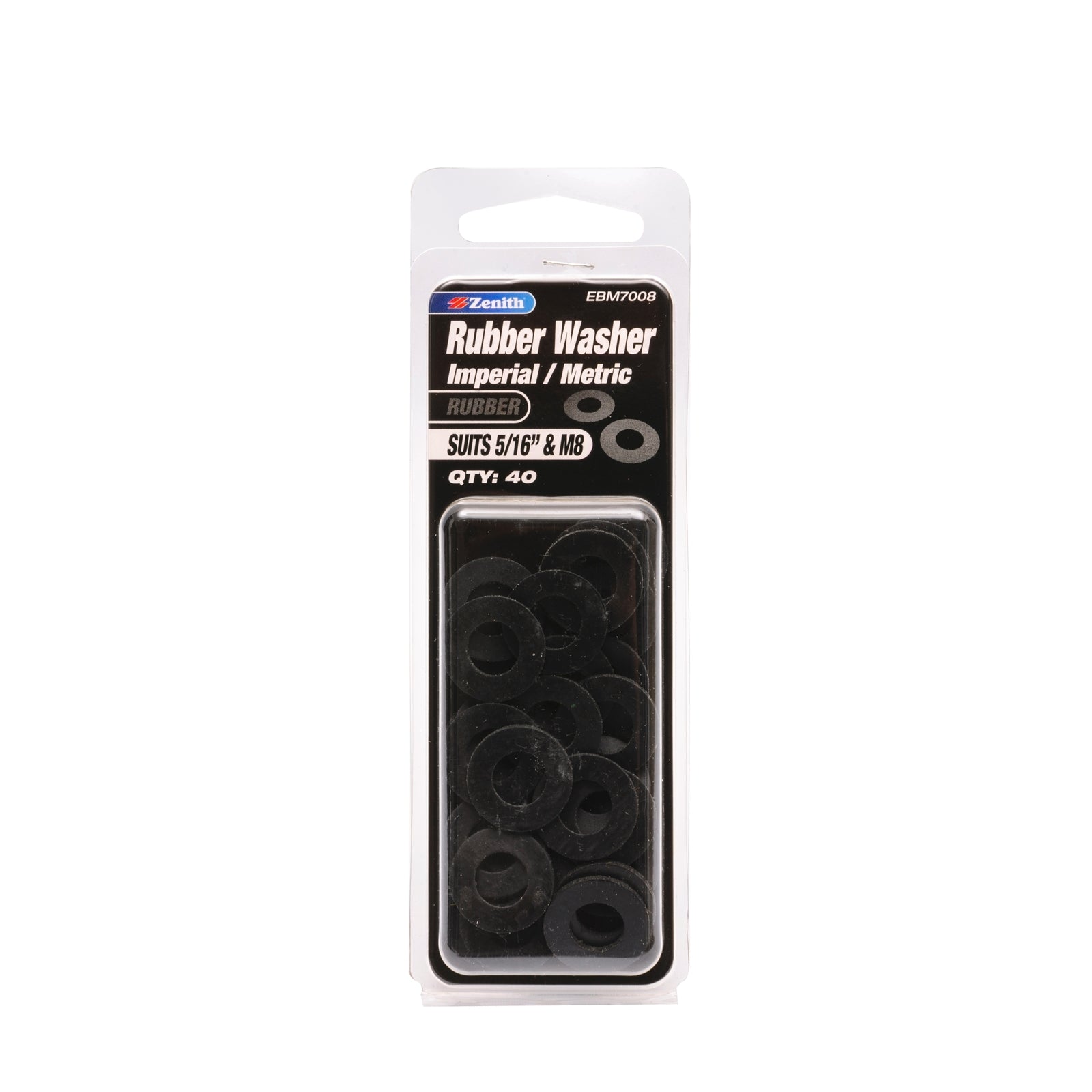 Zenith 5/16" and M8 Black Rubber Washer - 40 Pack
