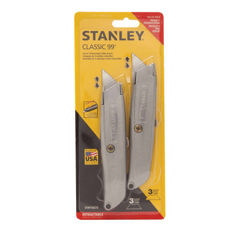 Stanley Classic 99 Retractable Utility Knife 2 Pack with Blade Storage