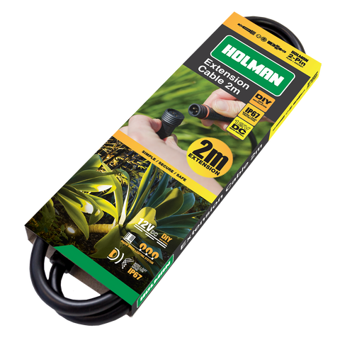 Holman 2m Warm White Garden Light Extension Cable Black ALCW2