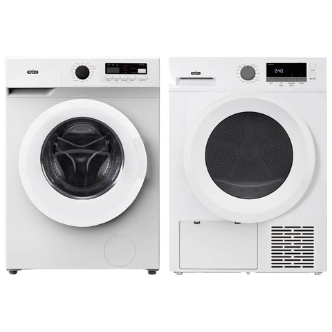 Mykin 8kg Front Load Washer and 10kg Heat Pump Dryer Package - White - Not Stackable - MFLW800WMHPD1000W